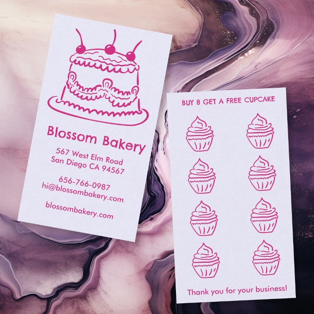 Cartão de Fidelidade de Padaria de Bolo Cupcake So (Cake Cupcake Bakery Dessert Catering Rewards Loyalty Card
)