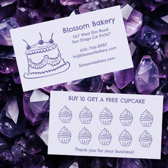 Cartão de Fidelidade de Padaria de Bolo Cupcake So (Cake Cupcake Bakery Dessert Catering Rewards Loyalty Card
Purple)