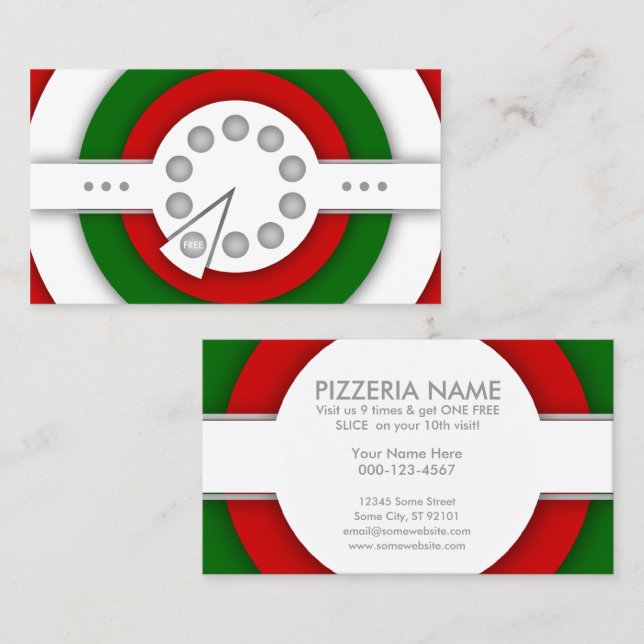 cartão de fidelidade de PIZZA retrô (Frente/Verso)