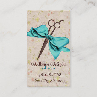 Cartão De Fidelidade do arco azul feminino do cabeleireiro do vintage