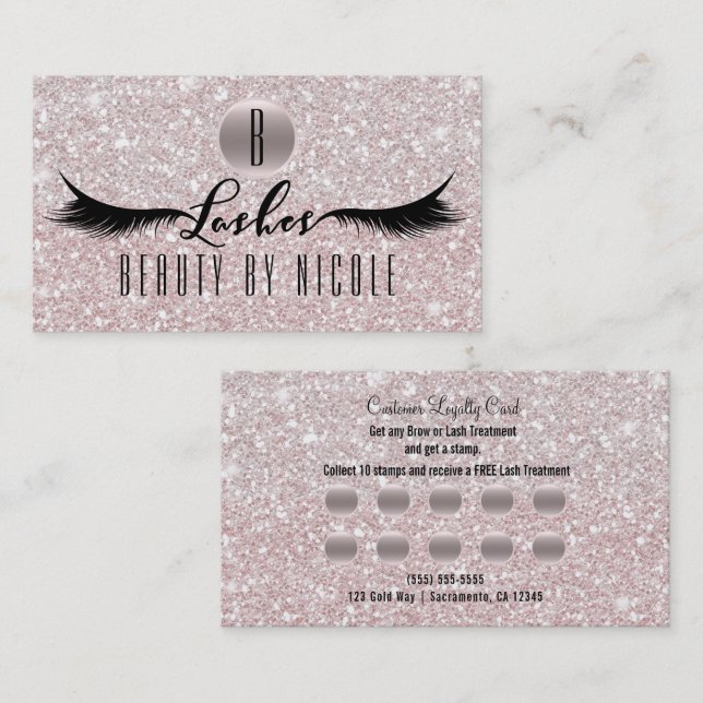 Cartão de Fidelidade do Cliente LASHES Cílios Bril (Frente/Verso)