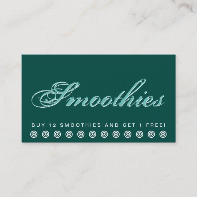cartão de fidelidade do cliente SMOOTHIES de scrip (Frente)