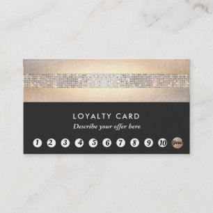 Cartão De Fidelidade Dourada Sequin Black Loyalty 10 Punch Beauty Salon