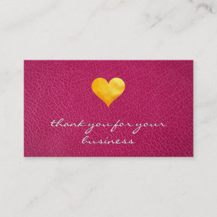 Cartão De Fidelidade Dourado Cutesy Obrigado  Couro Rosa