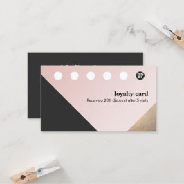 Cartão De Fidelidade Dourado moderno, Preto, Geométrico Rosa 6 Punch Le