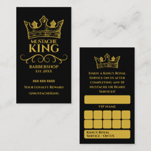 Cartão De Fidelidade Dourado Rei Mustache Barbershop Recompensa
