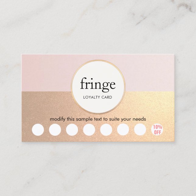 Cartão De Fidelidade Dourado Salão de Cabelo de PINK 8 Lealdade (Frente)