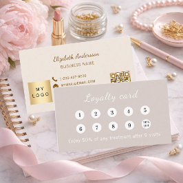 Cartão De Fidelidade Dusty pink mauve cream qr code business logo