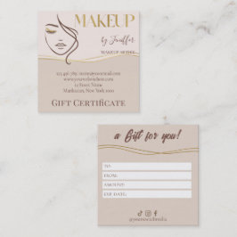 Cartão De Fidelidade Elegant Beige & Gold Makeup Gift Certificate Card