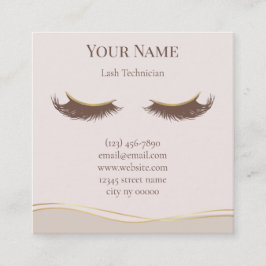 Cartão De Fidelidade Elegant beige Lash Technician Thank you Card