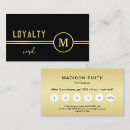 Cartão De Fidelidade Elegant Gold Signature Monogram on Black