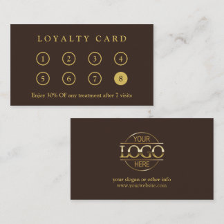 Cartão De Fidelidade Elegant Modern Company Business Logo Brown & Gold