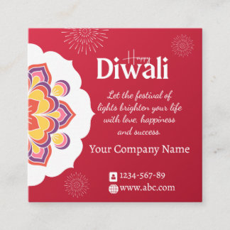 Cartão De Fidelidade Elegant Red Mandala Happy Diwali Customizable card