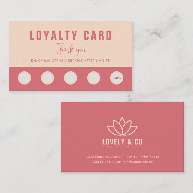 Cartão De Fidelidade Elegant Rose & Ivory Beauty Loyalty & Rewards Card (Frente/Verso)