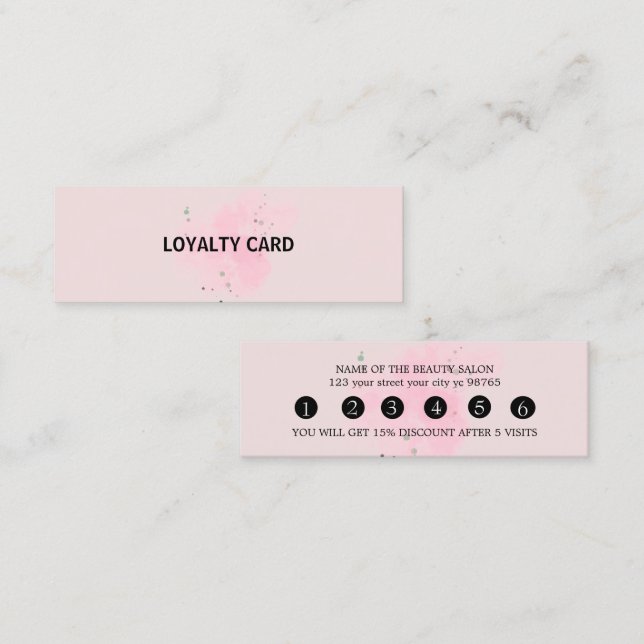 Cartão De Fidelidade Elegant white and black beauty salon (Frente/Verso)
