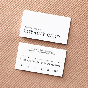 Cartão De Fidelidade Elegante Beleza Minimalista Preta e Branca