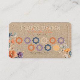 Cartão De Fidelidade Elegante Design Floral Boho Kraft Rústico Embutido