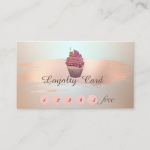 Cartão De Fidelidade Elegante Estiloso, Pincelada, Cupcake