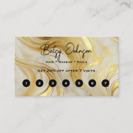 Cartão De Fidelidade Elegante Ivory e Dourada Marbled