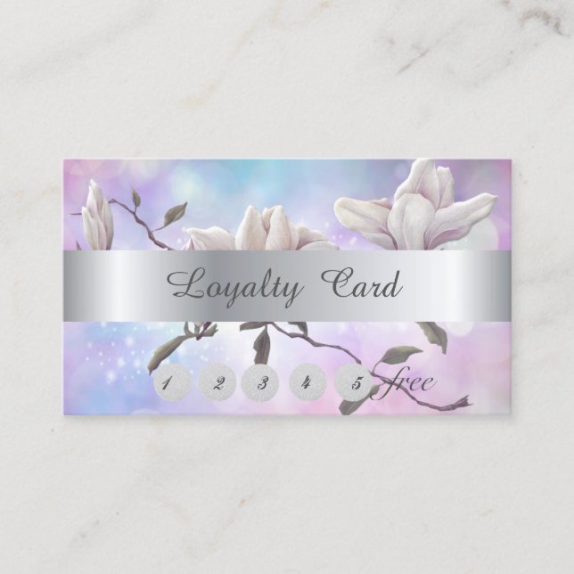 Cartão De Fidelidade Elegante Na moda Bokeh,Magnolia Loyalty Card (Frente)