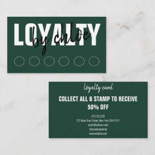 Cartão De Fidelidade Esboço Verde Moderno do Emerald