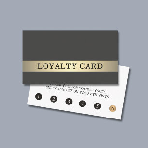 Cartão De Fidelidade Escuro Escuro Moderno e Escuro, Dourado Stripe