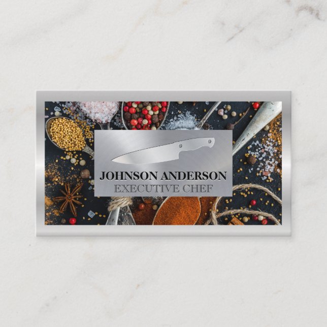 Cartão De Fidelidade Especiarias | Faca de metal (Frente)