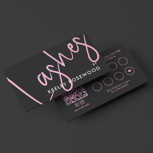 Cartão De Fidelidade Extensões de Cílio com Levantamento Preto Rosa Est