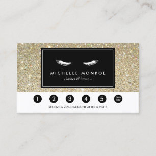 Cartão De Fidelidade Eyelashes com Dourada placa de aperto de fidelidad
