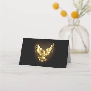 Cartão De Fidelidade Faux Gold Foil Peace Dove em Preto