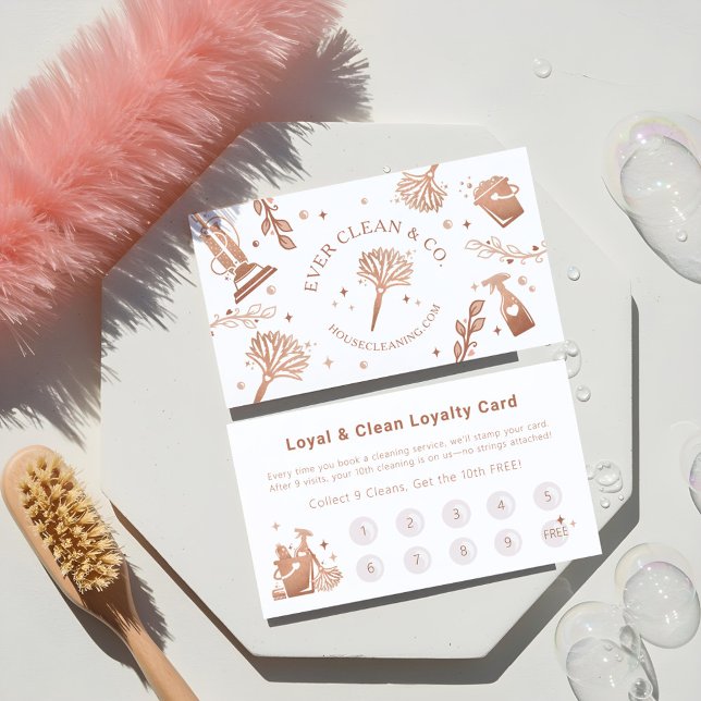 Cartão De Fidelidade Ferramentas/Suprimentos profissionais de limpeza d (Professional Maid & House Cleaning Tools/Supplies Loyalty Card)