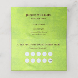 Cartão De Fidelidade Flores Amarelas no Monograma Verde Abstrato