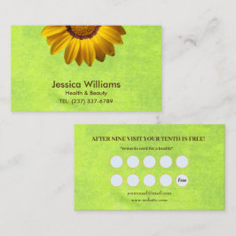 Cartão De Fidelidade Flores Amarelas no Monograma Verde Abstrato