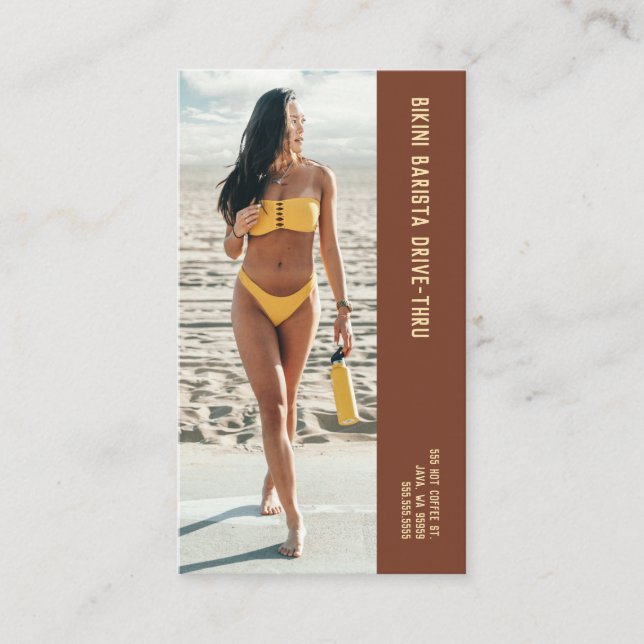 Cartão De Fidelidade Foto: Amarelo Bikini Barista - Café Duplo (Frente)