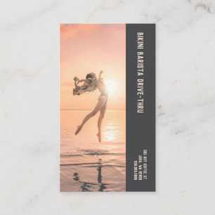 Cartão De Fidelidade Foto Leap Bikini Barista Café Duplo