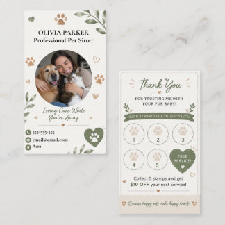 Cartão De Fidelidade Foto Personalizada & Nome Pet Sitting