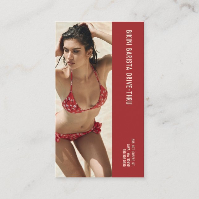 Cartão De Fidelidade Foto Red Bikini Barista - Café Duplo (Frente)