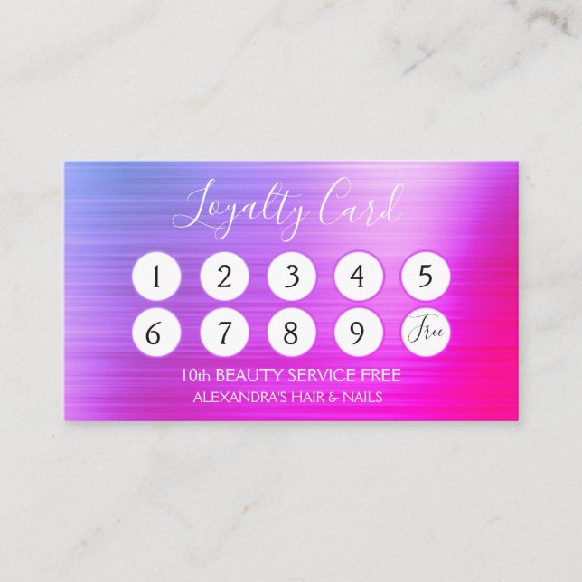 Cartão De Fidelidade Fraqueza de Lealdade a empresas rosa e roxa (Frente)