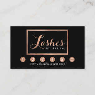 Cartão De Fidelidade Glam Lashes Script Texto Rosa Dourado/Lealdade Pre