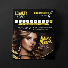 Cartão De Fidelidade Glamorous Dourado Cabelo Luminoso Stylist Beauty S