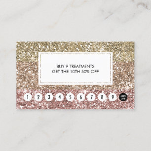 Cartão De Fidelidade Glitter Dourado Rosa de Fragmentação de Placa de L