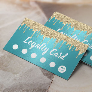 Cartão De Fidelidade Glitter Moderno Dourado Reduz a Lealdade do Salão