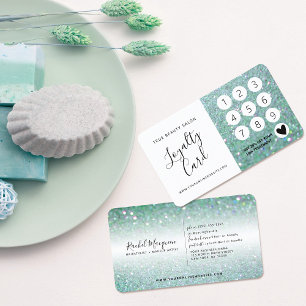 Cartão De Fidelidade Glitter Verde Elegante Esmagadora