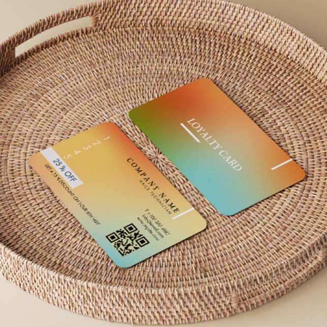 Cartão De Fidelidade Gradiente Holográfico Estheticista Código Qr Moder (Esthetician Holographic Gradient Modern Qr Code Loyalty Card)
