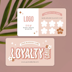 Cartão De Fidelidade Groovy 70s Logotipo da Trendy Trendy Cabelo Bela S