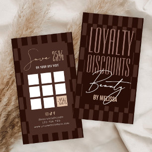 Cartão De Fidelidade Groovy Brown Checkered Beauty Spa Hair Salon
