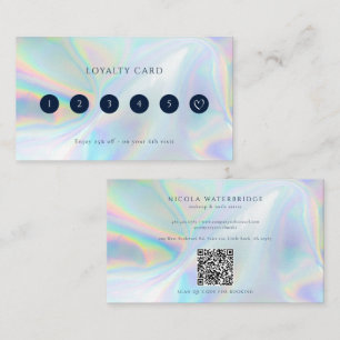 Cartão De Fidelidade Hair e Makeup Holographic QR Code Business