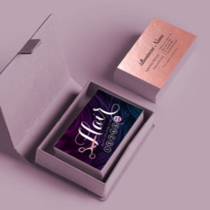 Cartão De Fidelidade Hair Stylist Hairdresser Rosa Dourada Tesoura Leal