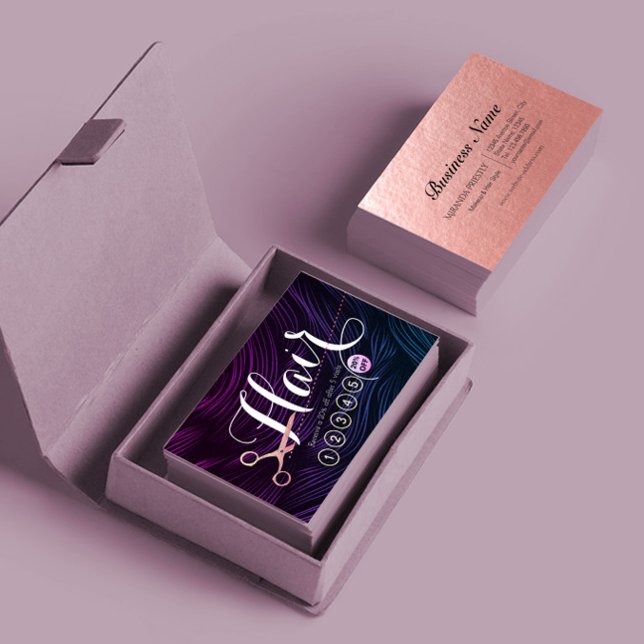 Cartão De Fidelidade Hair Stylist Hairdresser Rosa Dourada Tesoura Leal (Criador carregado)