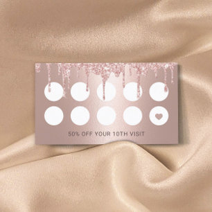 Cartão De Fidelidade Hair Stylist Rosa Dourado Glitter Drips Salon Loya